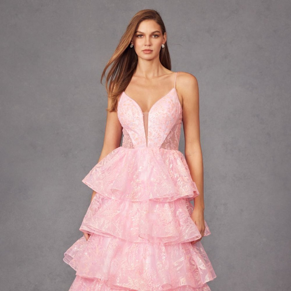 NEW LONG FORMAL A-LINE SLEEVELESS EVENING DRESS EMBROIDERED WITH SEQUINS JT2438K